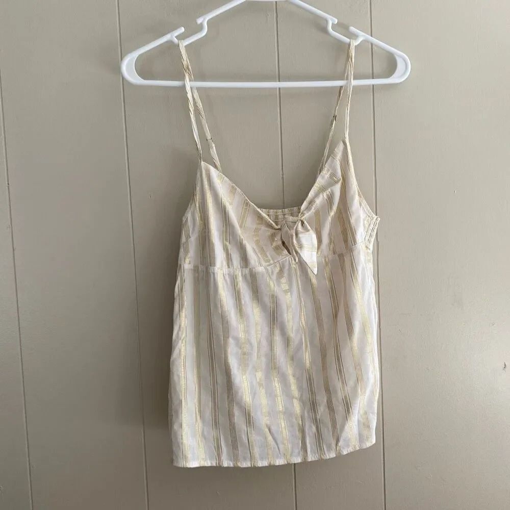 Victoria’s Secret Gold Striped Tie-Front Cami Top Size M – Adjustable Straps